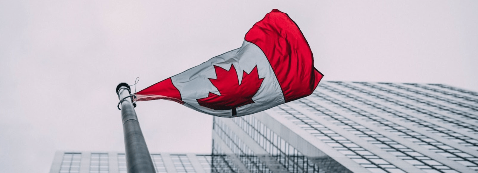 Canadian flag aerial view.