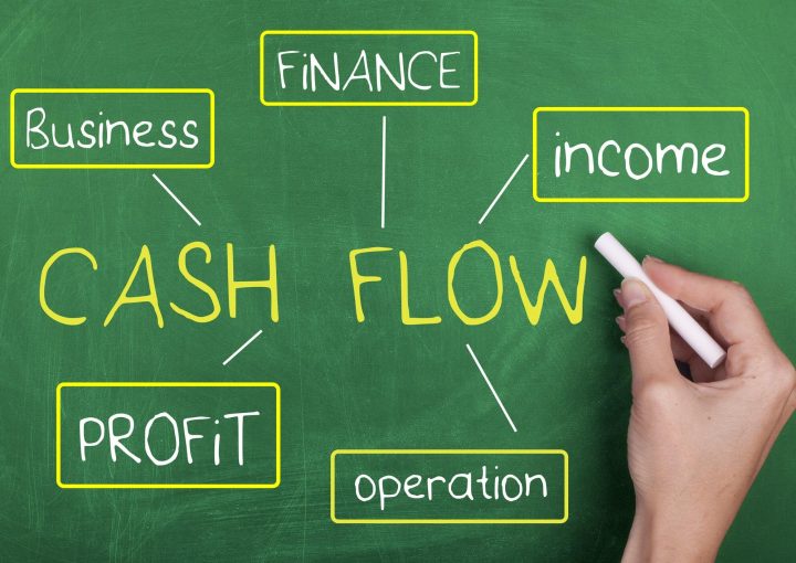 Chalkboard with "cash flow" written on it.
