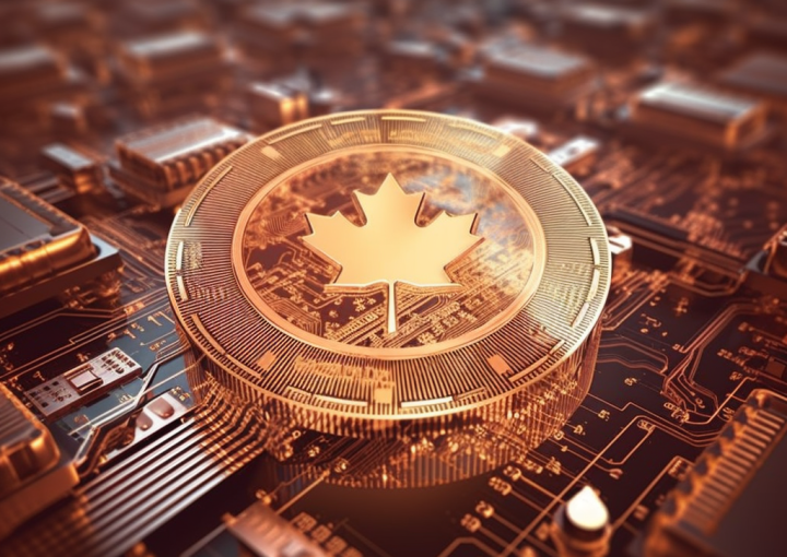 Image of abstract tech hardware with Canadian logo.