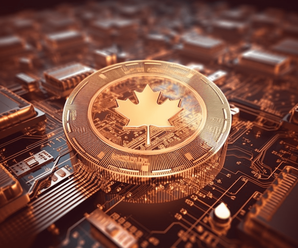 Image of abstract tech hardware with Canadian logo.