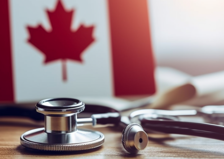 stethoscope with canadian flag background