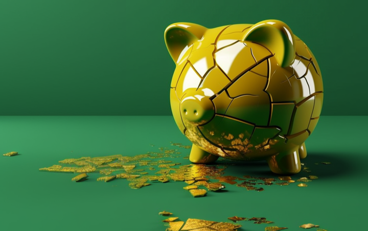 Broken piggy bank